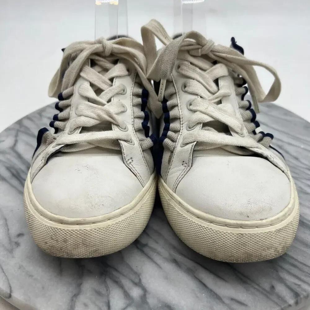 Tory Burch Sport Womens 8.5 Sneakers White Leather Ruffle Casual Shoes 36558